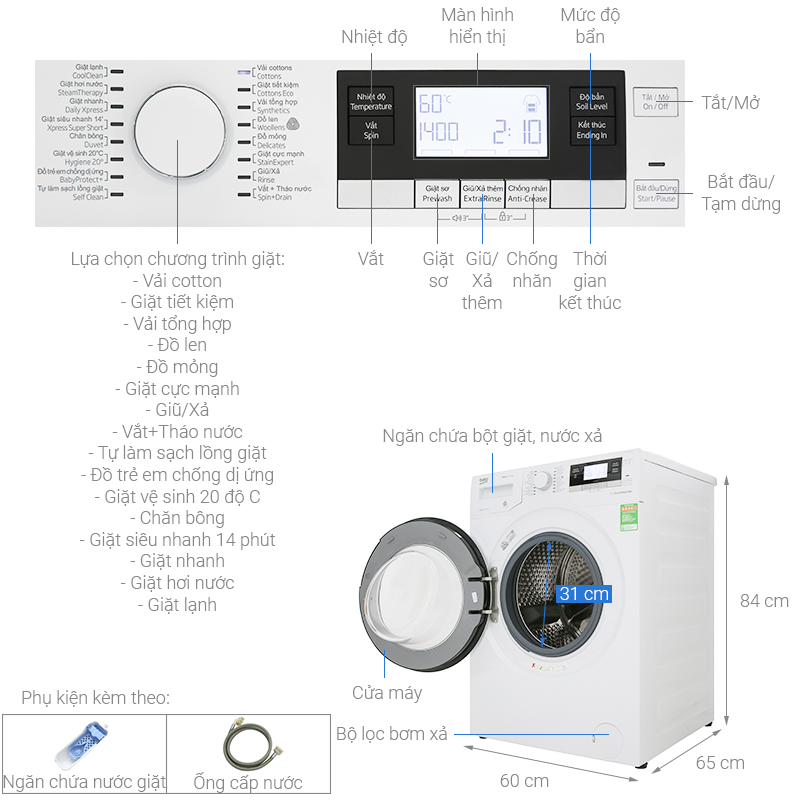Cách điều chỉnh chương trình máy giặt Beko